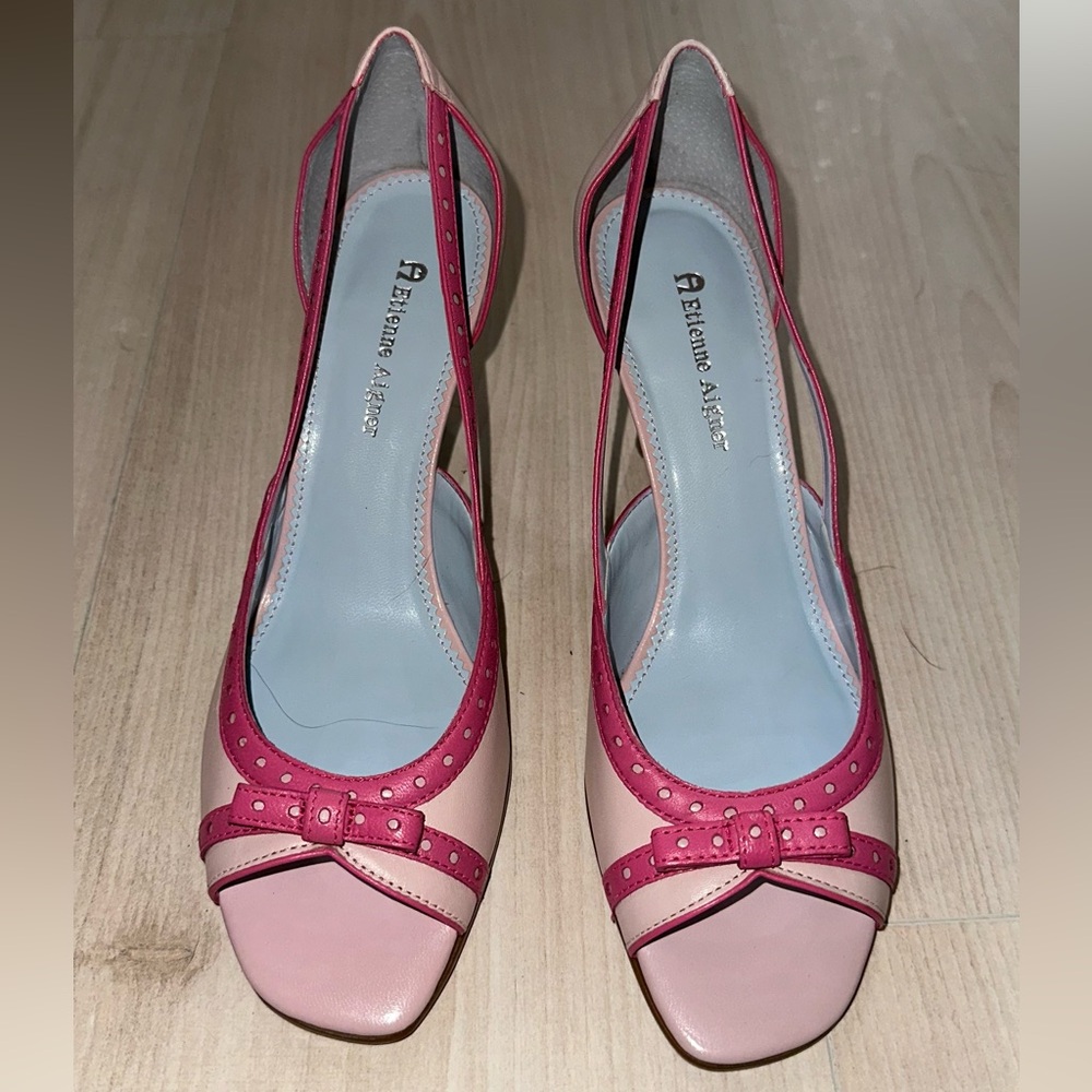 Etienne Aigner Pink Peep Toe Heels